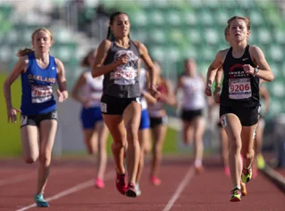 Students participate in a relay race