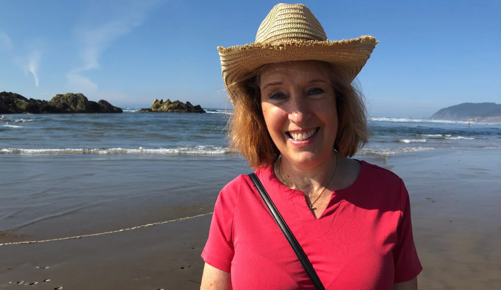 Kathy at the beach