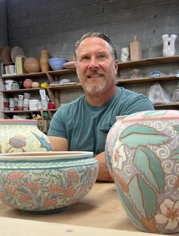 Artist Bob Hackney in his Studio