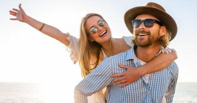A happy couple on the beach