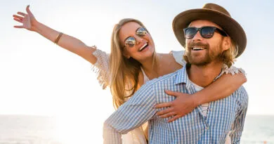 A happy couple on the beach